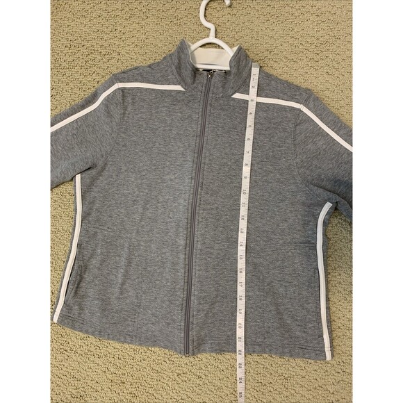 Rafaella Petites Activewear Jacket Size Large Full Zip Heather Gray White Trim - Picture 10 of 11